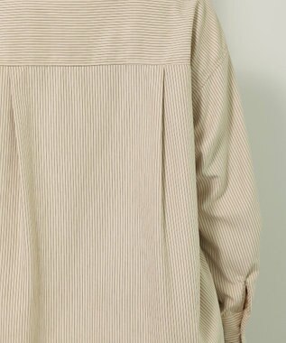 Green Parks シルキータッチストライプシャツ Ecru