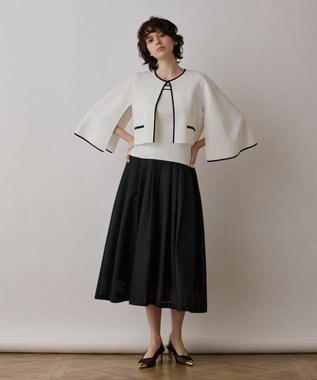 GRACE CONTINENTAL バイカラースリットニットカーディガン ホワイト