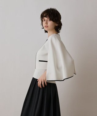 GRACE CONTINENTAL バイカラースリットニットカーディガン ホワイト