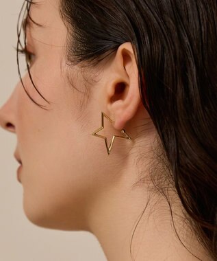  〈金属アレルギー対応〉スターフープピアス　ゴールド/ニッケルフリー