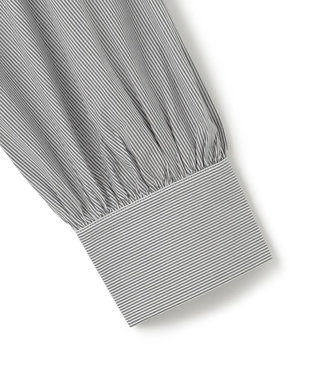 UNFILO ギャザーオーバーブラウス モノトーンストライプ