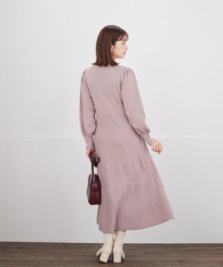 Tiaclasse リブニットパフスリーブワンピース モカ