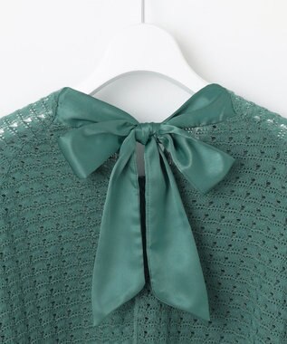 自由区 【カトリエムブーケ】Texture formeバックリボンディテールプルオーバー スモーキーブルー