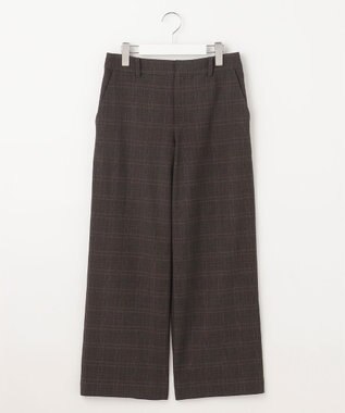 J.PRESS LADIES L 【洗える】T/Rアルガンシルクチェック ワイド パンツ グレーチェック系