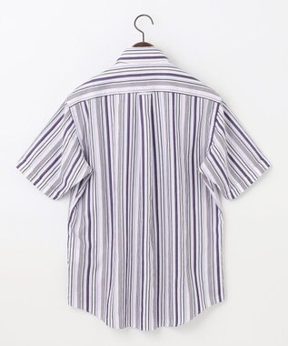 JOSEPH ABBOUD 【キングサイズ・吸水速乾】ソアロンストライプ 半袖 パープル系1