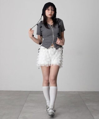 WEGO 半袖ドロストWジップパーカー 柄1