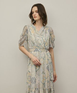 GRACE CONTINENTAL パッチワークプリントワンピース イエロー