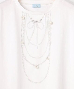 組曲 S 【先行予約・WEB限定】トロンプルイユ パールネックレスＴシャツ ホワイト系