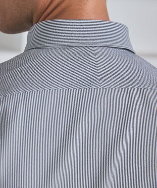 GOTAIRIKU とにかく涼しい/酷暑対応【シワになりにくい/吸水速乾】クールマックスサッカーシャツ グレー×白