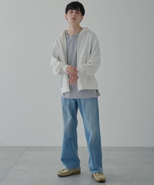 WEGO 【ユニセックス着用ITEM/SMLサイズ展開】リラックスフィットダブルZIPパーカー ホワイト