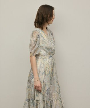 GRACE CONTINENTAL パッチワークプリントワンピース イエロー