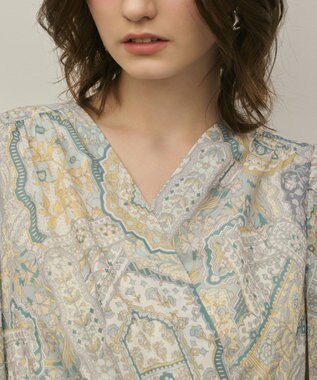 GRACE CONTINENTAL パッチワークプリントワンピース イエロー