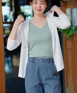 Tiaclasse 【おのののかさん着用】TCデニム切替ワイドストレートパンツ サックス