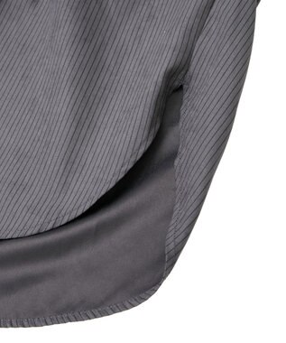 Green Parks シルキータッチストライプシャツ Charcoal Gray