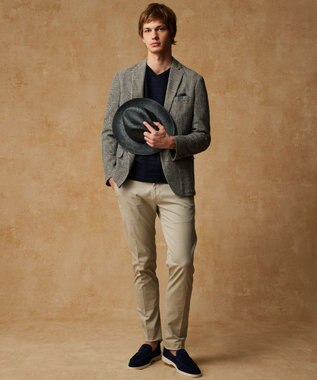 JOSEPH ABBOUD 【イタリア素材/軽量/ストレッチ】サマーツィードジャージー千鳥プリント ジャケット ベージュ系4