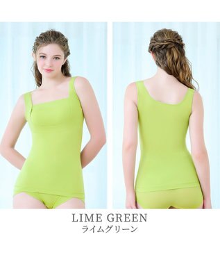 BRADELIS New York 【BRADELIS NewYork peace】綿混楽々dailyブラキャミ25 ノンワイヤー 補正下着 カップ付き キャミソール ブラトップ ライムグリーン