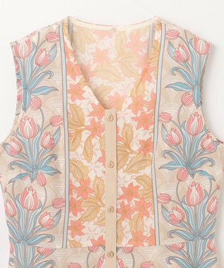 GRACE CONTINENTAL サラサストライププリントワンピース ベージュ