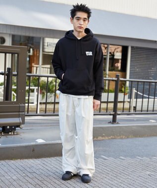 WEGO 【裏起毛/ユニセックス着用ITEM】リラックスフィットグラフィックパーカー ブラック