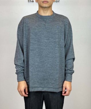 KASHIYAMA 【ウォッシャブル】ウールジャージークルーネックニット ミディアムグレー