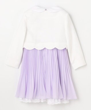 ANY KIDS 【2点セット】リボンボレロジャケット+シフォンプリーツ ワンピース ラベンダー