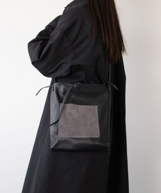 INTER-CHAUSSURES 【ANDREA CARDONE】ミディアムサイズレザートートバッグ ブラックコンビ