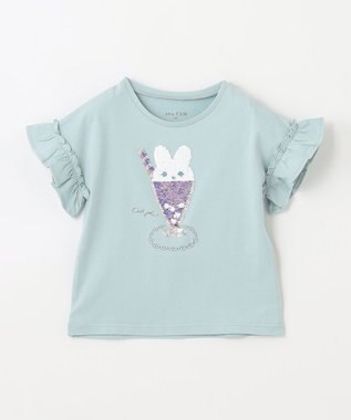 ANY KIDS 接触冷感 ミラクルスパンコール Tシャツ サックスブルー系