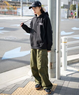 WEGO 【裏起毛/ユニセックス着用ITEM】リラックスフィットグラフィックパーカー ブラック