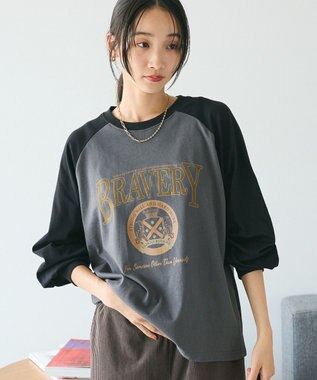 CRAFT STANDARD BOUTIQUE ラグランフロッキープリントＴｅｅ Charcoal Gray