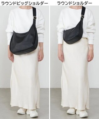 russet ソフトレザーラウンドビッグショルダーバッグ(CE-1325-WEB) Black2（シルバー金具）