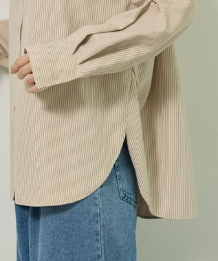 Green Parks シルキータッチストライプシャツ Ecru