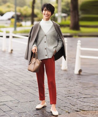 ANY 【洗濯機可】ラムウールVネック カーディガン グレー