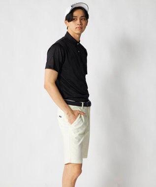 FILA GOLF／marie claire 【FILA GOLF】メッシュ加工ビックロゴ半袖ポロシャツ ブラック