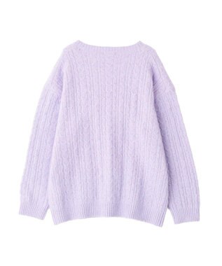 CRAFT STANDARD BOUTIQUE 起毛ケーブルVニットネックニットプルオーバー Pink