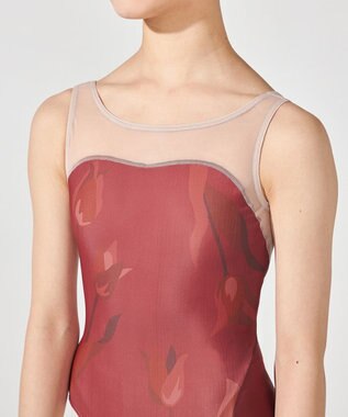 Chacott ノースリーブレオタード ガーネットプリント