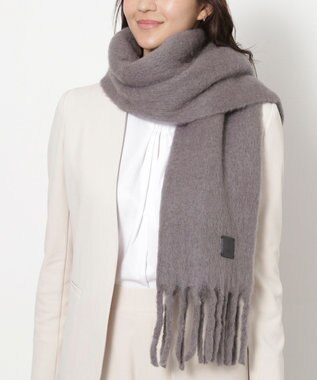 MOONBAT 【WEB限定】FURLA ウール混シャギー無地マフラー/幅40cm ダークグレー