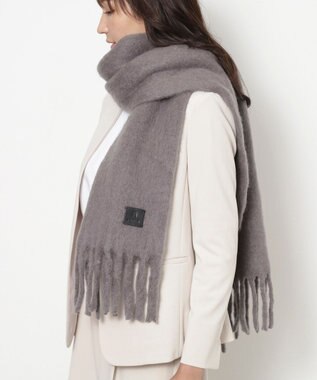 MOONBAT 【WEB限定】FURLA ウール混シャギー無地マフラー/幅40cm ダークグレー
