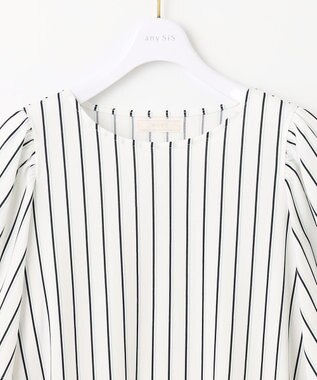 ANY SIS 【接触冷感・吸水速乾・UVケア】エアリードレープスムース フレア袖 ブラウス オフストライプ
