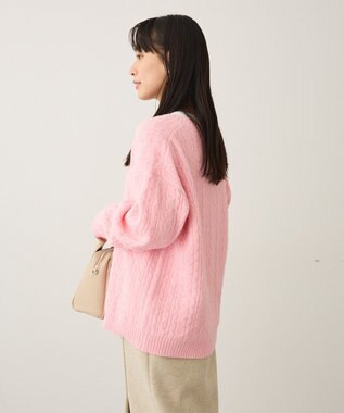 CRAFT STANDARD BOUTIQUE 起毛ケーブルVニットネックニットプルオーバー Pink