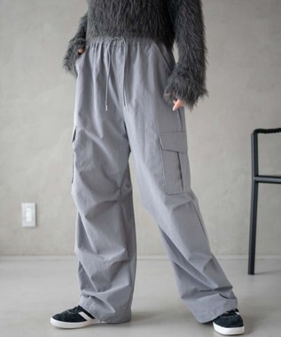 WEGO 【ウエストゴム】イージーパラシュートカーゴパンツ グレー