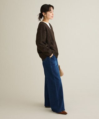 CRAFT STANDARD BOUTIQUE 起毛ケーブルVニットネックニットプルオーバー Pink