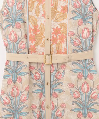 GRACE CONTINENTAL サラサストライププリントワンピース ベージュ