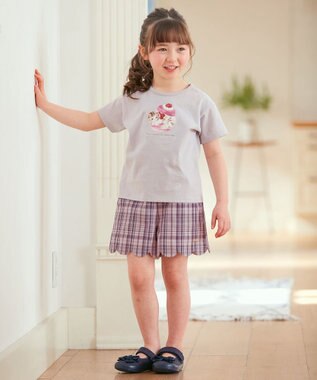 ANY KIDS 水彩風 アニマルプリント Ｔシャツ サックスブルー×ネコ