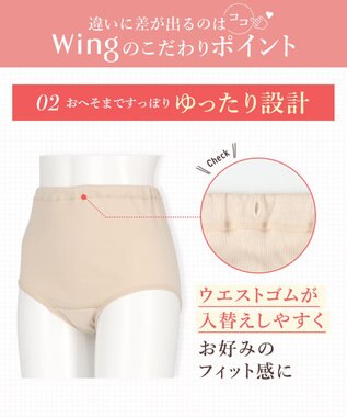 Wing ショーツ 綿100%(身生地部) ゆったり設計 やわらかな肌ざわり 【綿の贅沢 コットン100】 はきこみ丈ふかめ EC3400 ウイング／ワコール ベージュ