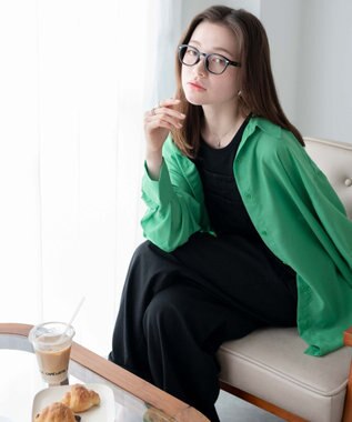 WEGO ボリュームスリーブシアーシャツ グリーン