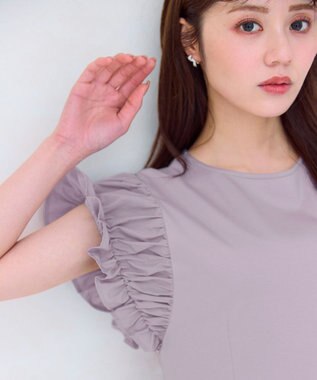 Feroux 【洗える】ドレスシルエット カットソー ワンピース サックスブルー系