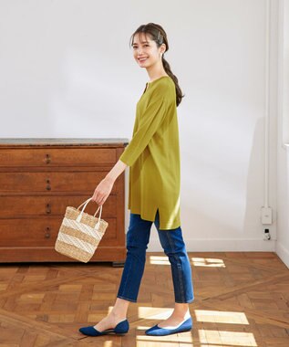 Tiaclasse 【洗える】キーネックニットチュニック ライム