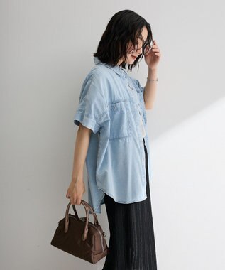 Green Parks シアーデニム２ＷＡＹビックドルマンシャツ Light Indigo