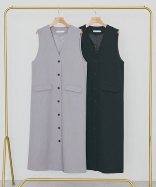 AMERICAN HOLIC 【イージーケア】ジレワンピース Gray Mixture