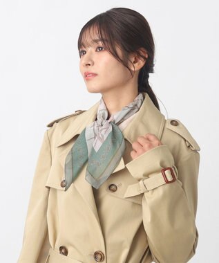 MOONBAT 【WEB限定】PAUL & JOE ACCESSOIRES シルクシフォンスカーフ 58×58cm ビリジアン(Birds on Branch)