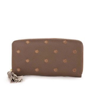 UNBILLION ペルケ perche / 牛革ドット刺繍ラウンド長財布 オーク